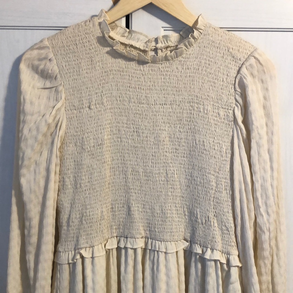 Midi Ivory Ruffle Dress